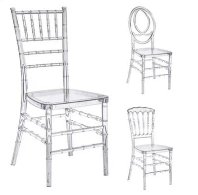 China Stacking and Assembled or disassembled crystal plastic acrylic resin tiffany chiavari wedding chair for sale