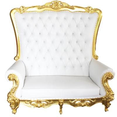 China Traditional King and queen high back cheaper gold throne chairs royal luxury wedding chair for groom and bride for sale