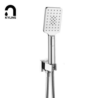 China Without Diverter High Pressure 3 Function Showerhead Hand Held Rain Shower Head System With Brass Holder for sale