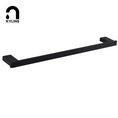 China Durable And Easy To Clean Bathroom Hotel Towel Rail Hanger 304 Stainless Steel Wall Mount Single Towel Holder Matt Black Finish for sale