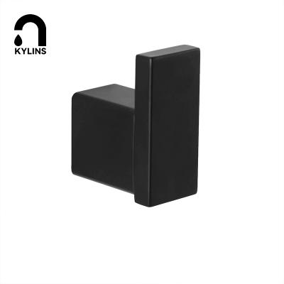 China Durable And Easy To Clean Durable High Quality Square Matt Black Stainless Steel Household Accessories Robe Hook for sale