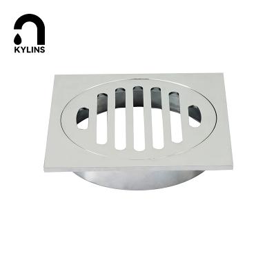 China Modern Watermark Approve 11*11 Square Toilet Shower Drain Grate Strainer Tile Insert Brass Grid Floor Drain for sale