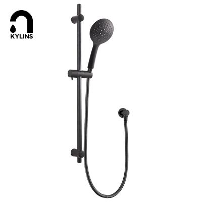 China Without Set Luxury 7.5 L Min Flow Rate Bathroom Shower Watermark Wels Handle Rain Shower Set Matte Black for sale