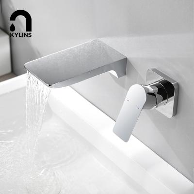 China Without Slide Bar Brass Chrome In The Wall Mounted Waterfall Tub Spout Spa Tube Outlet Basin Mixer Tap Wall Mounted Faucet For Bathtub for sale