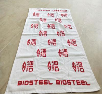 China Hypoallergenic Custom Logo 100%cotton Double Side Printed Sports Gym Towel Reactive Printed Beach Towels for sale