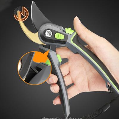 China Good Appearance SK5 Head Shark Chef Handle Shears Floral Pruning Tools Thick Labor Lightening Fruit Tree Anti-Slip Gold Silver for sale