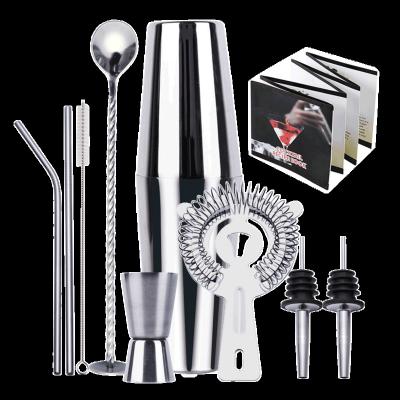 China Cocktail Shaker Drink Set Wine Bar Shaker Stainless Steel Straw Cocktail Set Bartending Cocktail Kit for sale