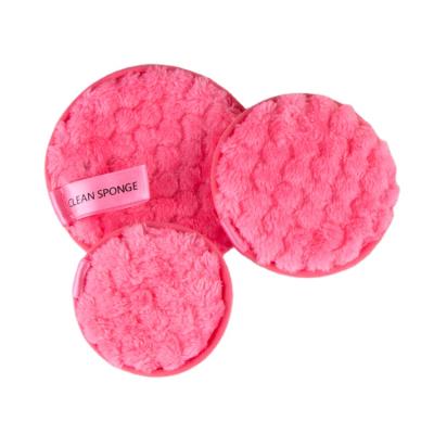 China Microfiber 2 In 1 Multi Size Quilting Viable Wholesale Washable Reusable Microfiber Makeup Remover Pads With Sponge for sale