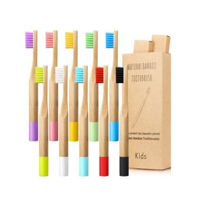 China 4 Packs OEM Bamboo Toothbrush Biodegradable Charcoal Handle Wholesale Disposable Round Ergonomic Replacebale for sale