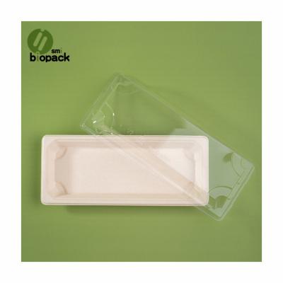 China Modern Promotional Disposable Sushi Tray Eco - Friendly Pulp Products 100 % Biodegradable Tray for sale