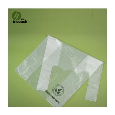 China Eco - Friendly Traditional Shopping Bag Cornstarch T - Shirt Plastic Bag Supermarket Shopping 100 % Biodegradable for sale