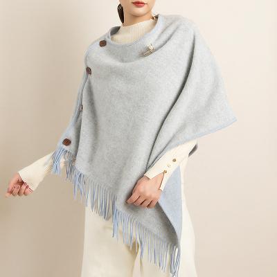 China New popular pure wool shawl cape scarf women thickened warm popular double tassel spring and winter pashmina scarf cashmere for sale