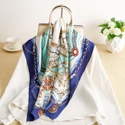 China Hot Sale Heavy Silk Square Women Scarves 90*90 Digital Printing Silk Multicolor Scarf for sale