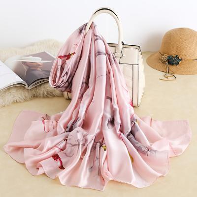 China Long New Imitated Silk Scarves Travel Sunscreen Shawl Scarf Summer Gift Fashion Scarf Wholesale for sale