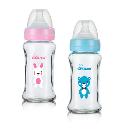 China 2021 OEM Factory Price Unique Borosilicate Baby Bottle Welcome Glass Infant Soft 2021 Designn Free for sale