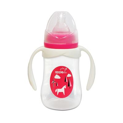 China Wholesale BPA Free Feeding Supplies Silicone Nipple Sublimation PP Unbreakable Baby Water Bottle With Handle for sale