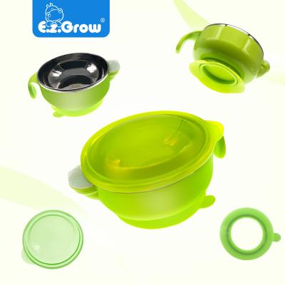 China BPA Free 2021 New Products Baby Dinnerware Set Spill Proof Dinnerware Suction Stainless Feeding Baby Bowls For Toddler for sale