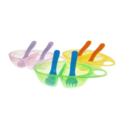 China BPA Free Portable Baby Bowl Set Two Part Baby Feeding Bowl Tableware Tableware with Spoon Fork for sale