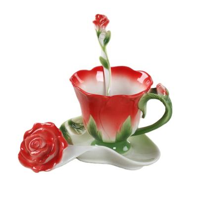 China Traditional Ceramic Coffee Cup And Saucer Tea Cup Time for sale