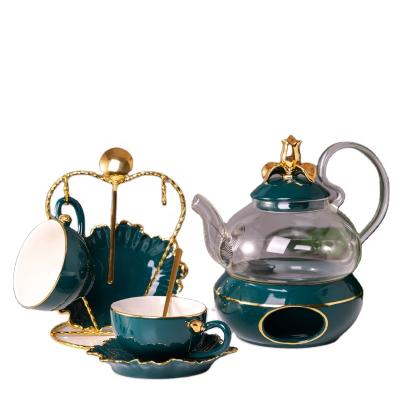 China Viable glass teapot and coffee ceramic tea cup for 2-6people JS-C1908G for sale