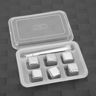 China Sustainable Ice Stone Food Grade Stainless Steel Reusable Ice Cube Set 6 for sale