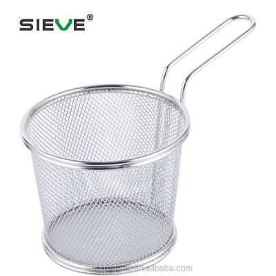 China Viable Current Fried Chip Food Basket, Mini Fry Basket Stainless Steel Fryer Table Serving JS-E011 for sale