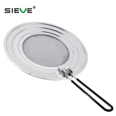 China Sustainable Stainless Steel Splatter Screen For Frying Pan With Fold Handle, Food Grade Splatter Guard JS-F017 for sale