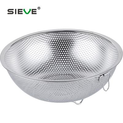 China Sustainable Stainless Steel Mesh Colander With Punching JS-C005B for sale