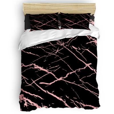 China Nondisposable Customized Nordic Printing Black Marble Texture Bedroom Bedding Set With Great Price for sale