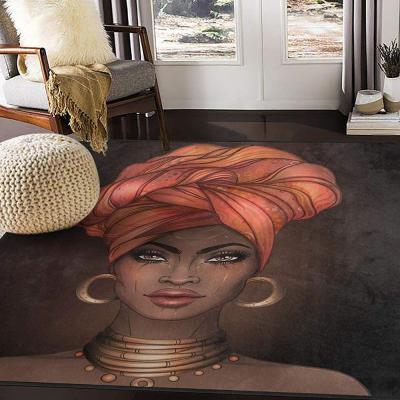 China Pretty African American Girl Vintage Retro Home Living Room Area Rug for sale