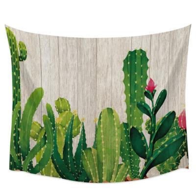 China Soft-touch natural plant cactus green plant printed tapestry wall hanging oriental tapestry for kids room living room for sale