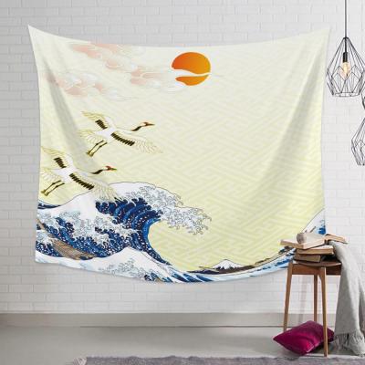 China Twill Japan Style Wave Kanagawa Wall Tapestry Large For Living Room Art Nature Home Decorations for sale