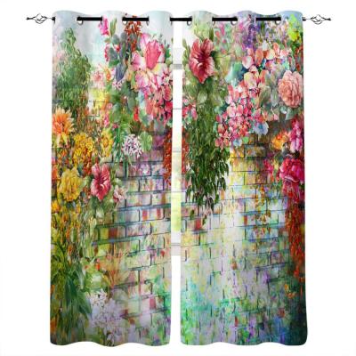 China Blackout 3d Printed Pink Floral Curtain Printed Window Curtains Floral Window Curtains Bedroom for sale