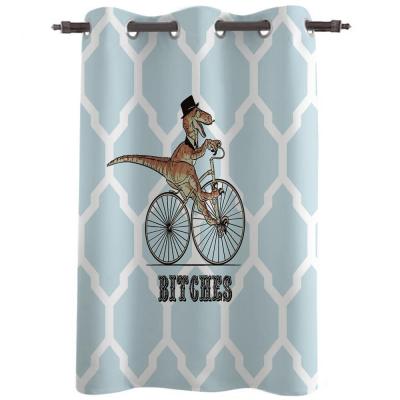 China Blackout A Dinosaur On A Bicycle Animals Print Living Room Bedroom Window Drapes for sale