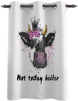 China Blackout Heifer Farm Cow Pattern Print Window Curtains Not Today Small For Kitchen Cafe for sale