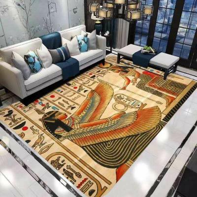 China Custom Printed Vintage Queen of Egypt Princess Quality Polyester Anti-Slip Area Rugs for sale