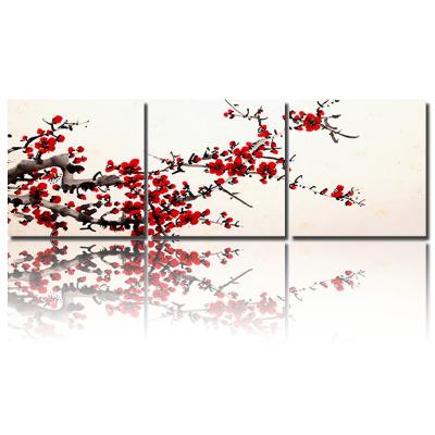 China Eco-friendly Asian Style Chinese Ink Plum Blossom Painting 3D Digital Printing Wall Painting For Living Room Bedroom Decor for sale