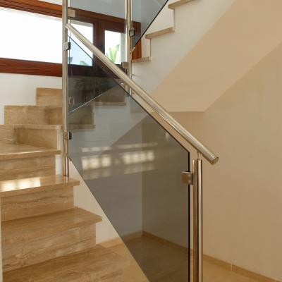 China Unikim round / square pipe Balustrade Glass Clamps Handrails stainless steel glass railing systems tempered glass for sale