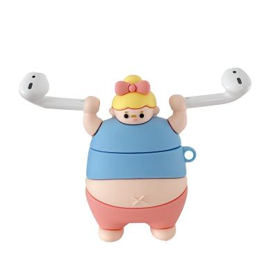 China Back Cover Type Cute Styling Weightlifting Fat Silicone Earphone Wireless Cover For Airpods Pro3 for sale