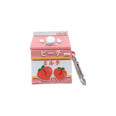 China 2021 new cartoon peach drinks earphone sockets flip wireless headphone cover device for sale