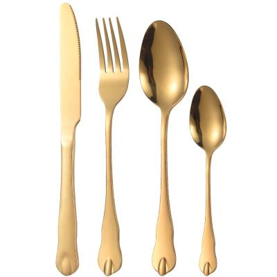 China Sustainable 4 Pcs Fork Knife Kitchen Ware Stainless Steel Portable Flatware Rose Gold Cutlery Set for sale