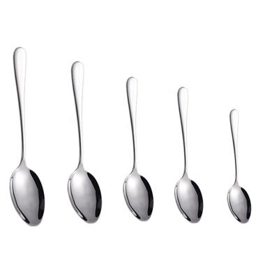 China Sustainable Kitchen Stainless Steel Serving Wholesale Long Sliver Soup Bulk Metal Spoons for sale