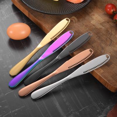 China Sustainable Multi-function Printable Logo Dinner Knife Butter Spreader Stainless Steel  Peanut Heated Butter Knife for sale