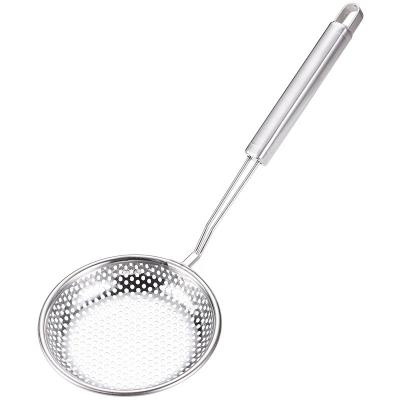 China Sustainable 2022 stainless Steel Big Wire Strainer Net Leak Hot Pot Frying Oil Filter Spoon With Thickened Handle For Filter Out Impurities for sale