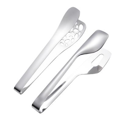 China Sustainable Metal Salad Tongs Locking Metal Food Tongs Non Slip Heat Resistant  hollow food clips  Tongs for sale