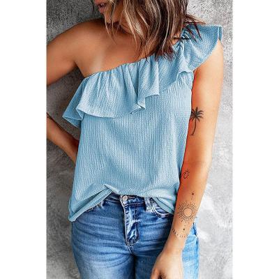 China Wholesale fast delivery QUICK DRY ruched women s shirred vest shoulder beautiful and elegant women's shirts one large size for sale