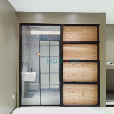 China Modern / View / Concealed New Design Black Aluminum Frame Soft Close Concealed Sliding Pocket Door for sale