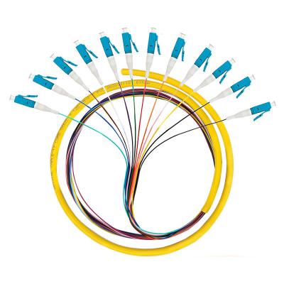 China FTTX 12 Core LC Network Fiber Optic SC St FC Single Mode Bundle Braid Catheter Patch Cord for sale