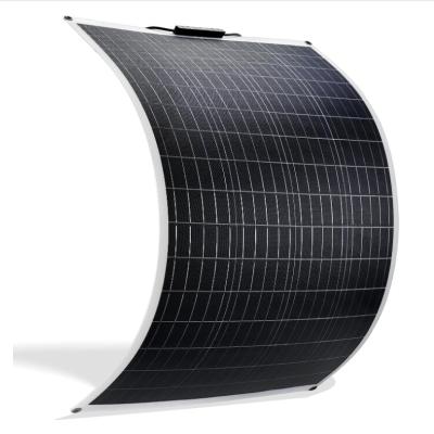 China Easy Installation 100W 12V Flexible Bendable Solar Panel ETFE Single Crystal Off-Grid Waterproof Charger for sale