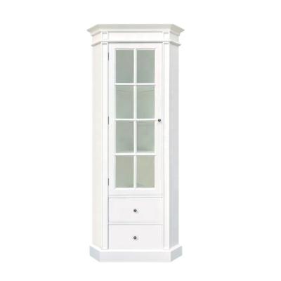 China Modern French Provincial White Living Room Storage Display Cabinet Hamptons Corner Cabinet. for sale